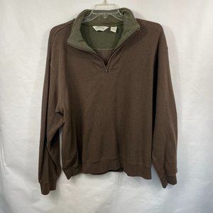 ORVIS Sporting Traditions XL 1/4 Zip Pullover Warm Fleece Sweater BROWN/GREEN